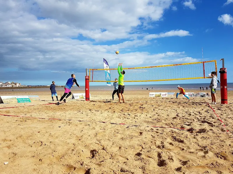 Skyball players on Bridlington Beach